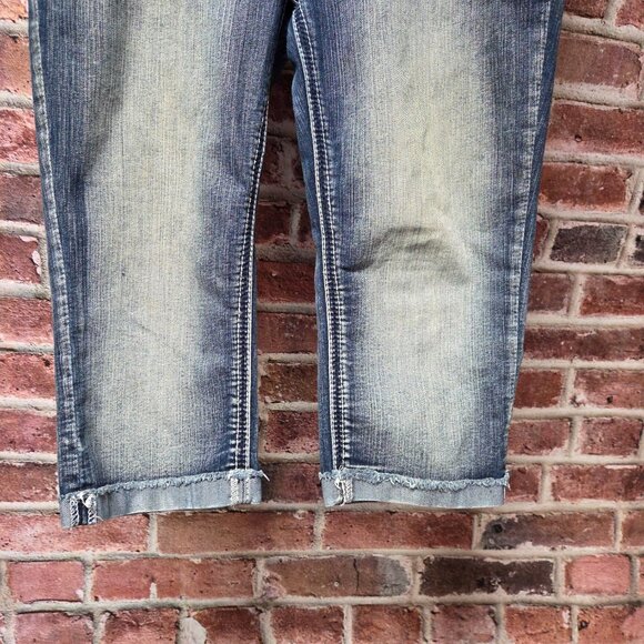 Hyoraulic Jeans 13 14 | Blue Capri Cuffed Button Pocket Y2K Casual Denim - Picture 4 of 5